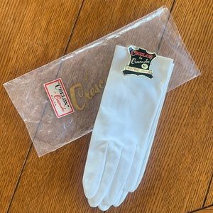 Vintage White Crelon Crescendoe Leather Tailored Matt KID Grained Nylon Gloves